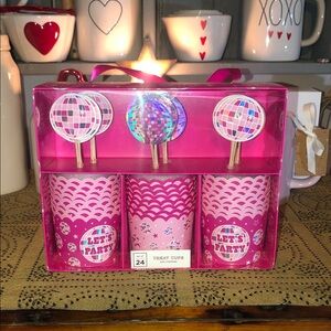 Elum Let's Party Treat Cupcake Set with Disco Ball Toppers Picks Set of 24